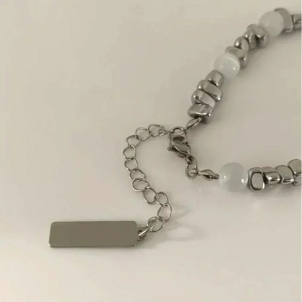 Cats‎ Eye Beaded Bracelet 7in Extendable 2in Stainless Steel Metal NEW